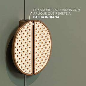 Guarda-roupa 3 Portas E 2 Gavetas Ipê Cinamomo/sálvia