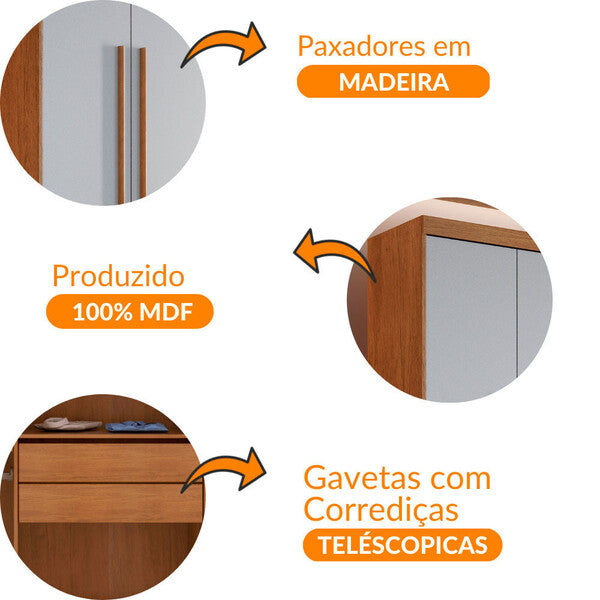 Guarda Roupa Solteiro Heros 4 Portas Com Pés Moderna